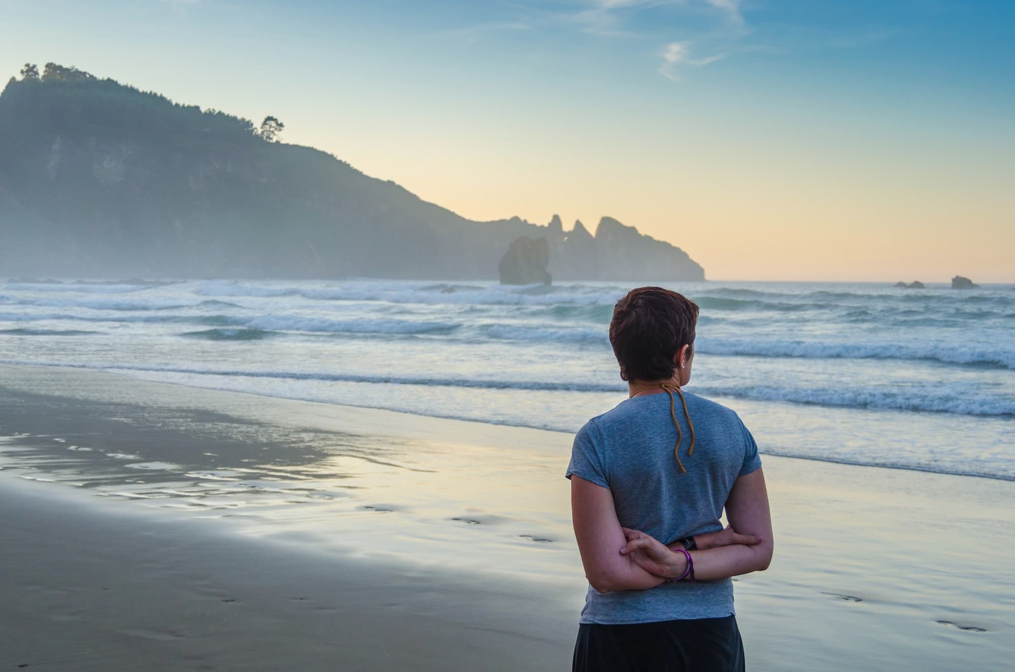 Young entrepreneur walking around the coast